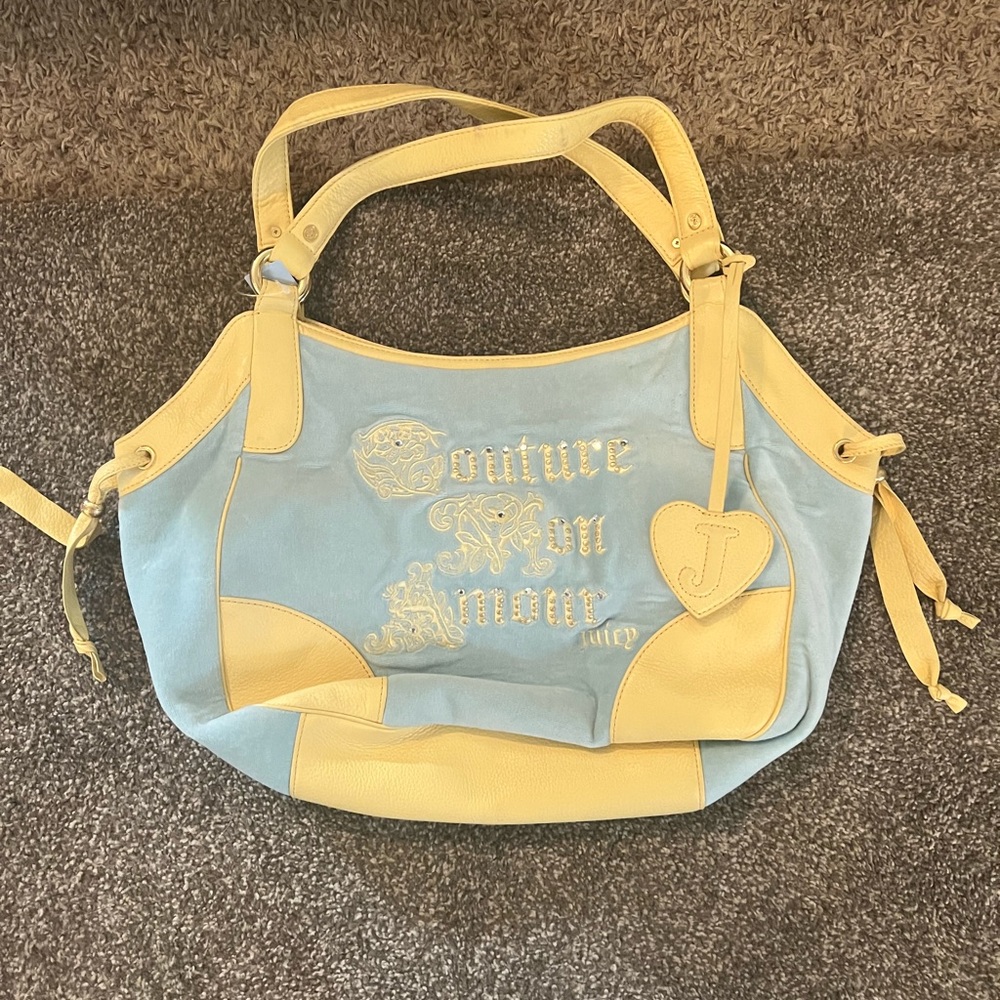 Y2K Vintage Juicy Couture blue and yellow hobo bag!
